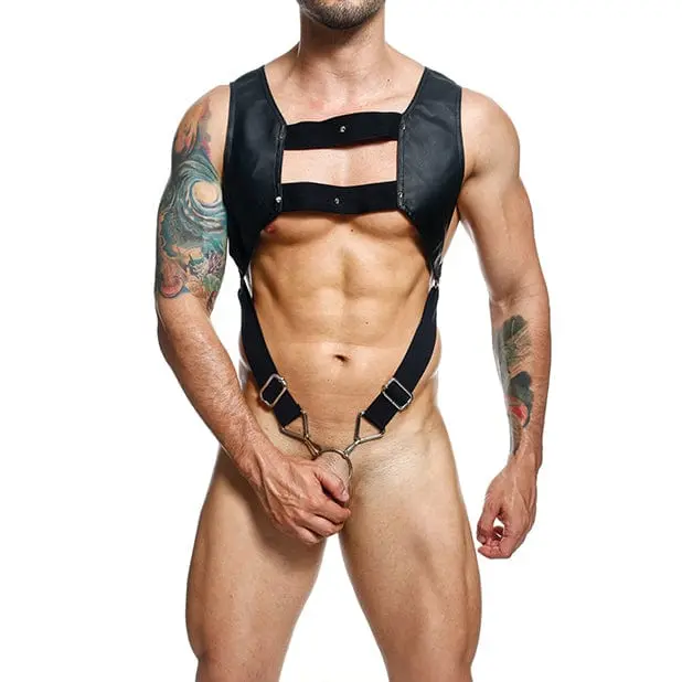 Male Basics - Dungeon Croptop Harness Cockring (Black) 1