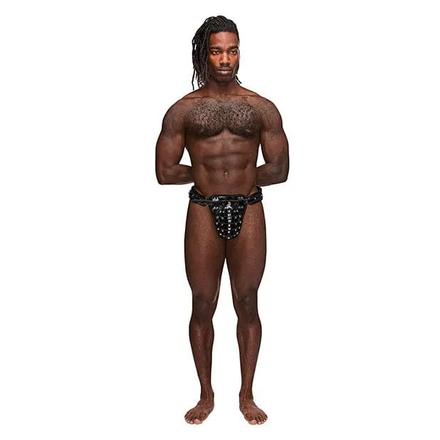 Male Power Leather Taurus Adjustable Buckle Thong – Unisex Style – Black 1