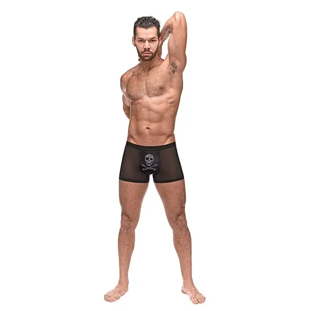 Male Power Skull-Embellished Micro-Mesh Modal Short – Bold Pouch Underwear 1