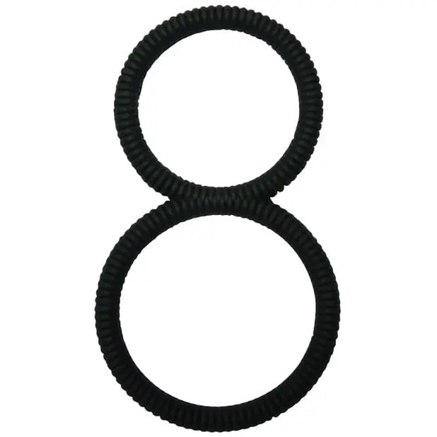 Malesation Figure-Eight Dual-Loop Cock Ring – Black Elastic Design 1