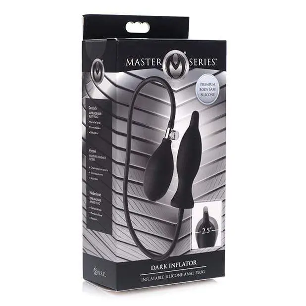 Master Series Dark Inflator Adjustable Anal Plug – Black Inflatable Silicone Design 1