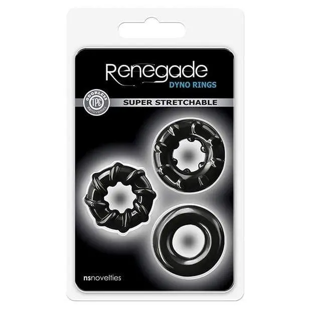 Ns Novelties Renegade Dyno Super-Stretch Cock Rings – Black High-Elasticity Ring Set 1