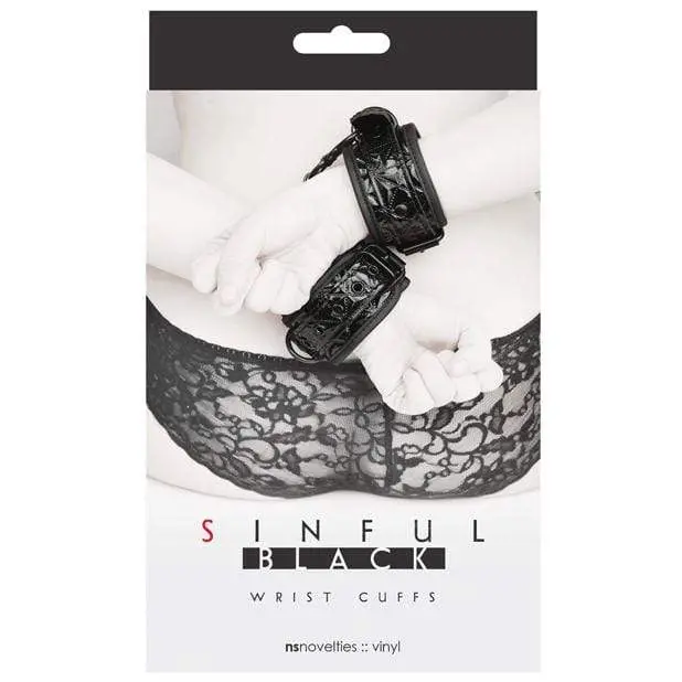 Ns Novelties Sinful Wrist Cuffs – Soft Black Faux-Leather Bondage Restraints 1