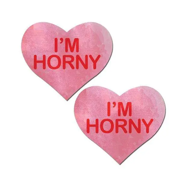 Pastease - I'M Horny Heart Pasties Nipple Covers (Pink) 1