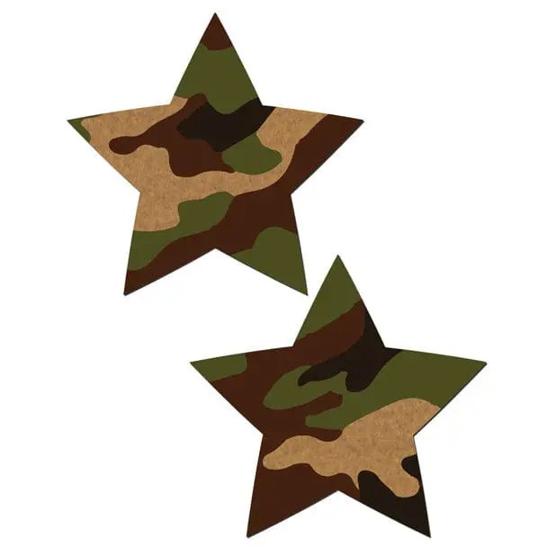 Pastease Premium Camo Star Pasties – Olive Green 1