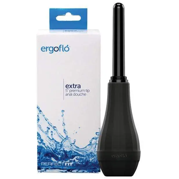 Perfect Fit Ergoflo Extra Anal Douche – Ergonomic Black Enema Bulb For Thorough Cleansing 1