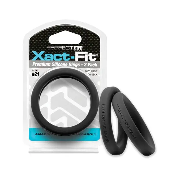 Perfect Fit Xact Fit #21 Premium Silicone Cock Rings – Pack Of Two, Black 1