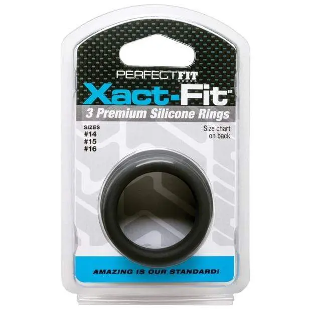 Perfect Fit Xact Fit Dual-Size Cock Ring Kit – Small/Medium Black Adjustable Rings 1