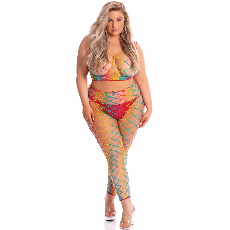 Pink Lipstick Roy G. Biv Bodystocking Costume – 2-Piece 2