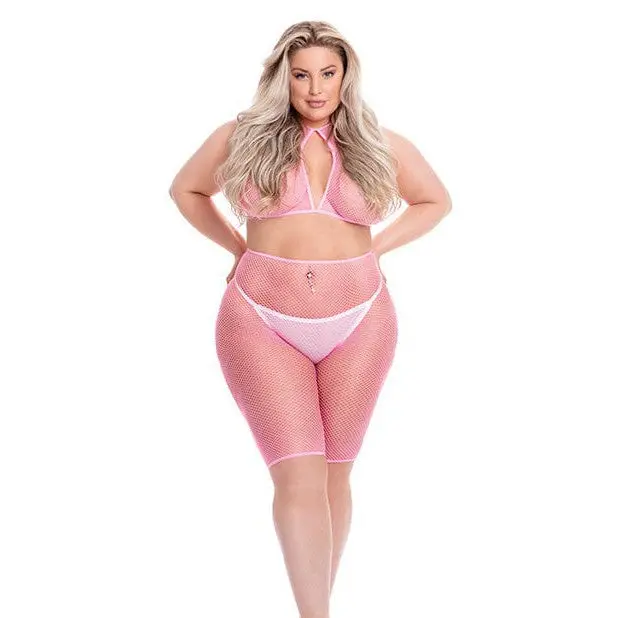 Pink Lipstick Sunset Glow Bike Short Set – Coordinated Short & Top Ensemble 1