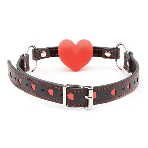 Plesur Heart-Shaped Silicone Ball Gag – Black With Red Heart Accent 1