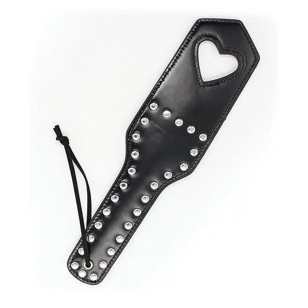 Plesur Stud-Embellished Cut-Out Heart Paddle – Premium Bdsm Impact Toy, Black 1