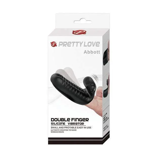 Pretty Love Abbott Double Finger Sleeve Vibrator – Black Dual-Tip Wearable Device 1