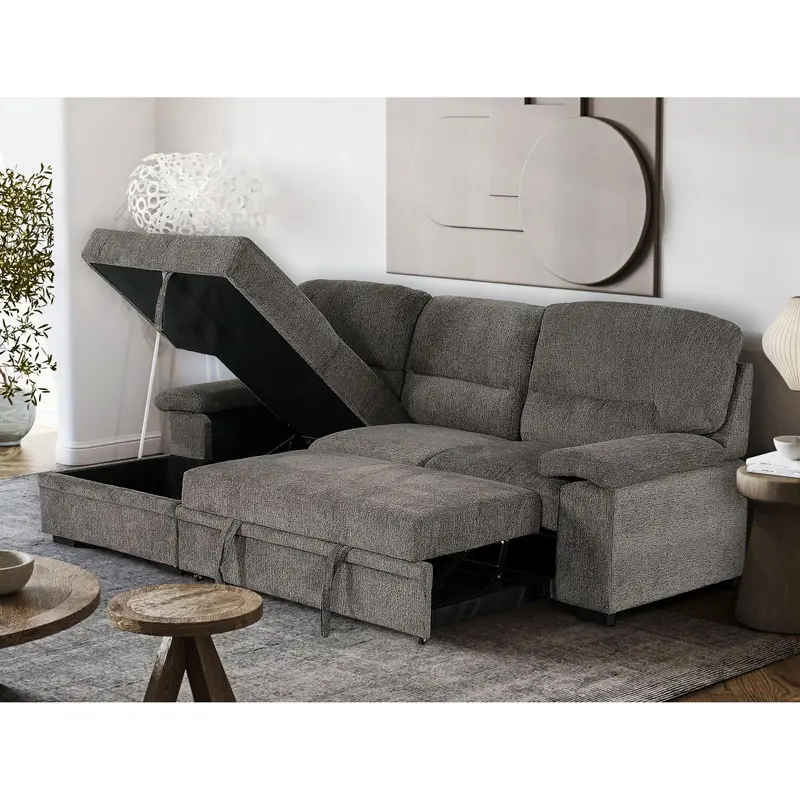 Primo International Danilo 2-Piece Sleeper Sectional – Knox Charcoal Fabric 1