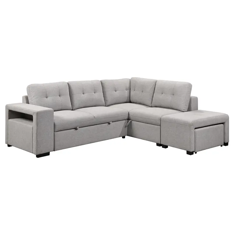 Primo International Marcella 3-Piece Power Sleeper Sectional – Nela Light Grey 1