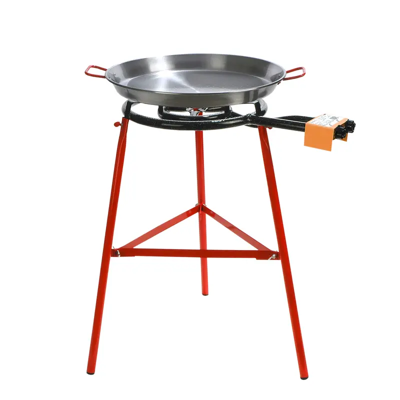 Professional Steel Paella Pan – 50Cm With Integrated Burner & Support Legs 1