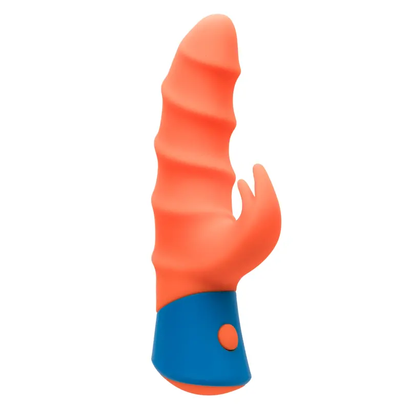 Rave Tickler Rabbit Vibrator By California Exotics – Orange, Flexible Ear-Tip Stimulator & G-Spot Curve 1