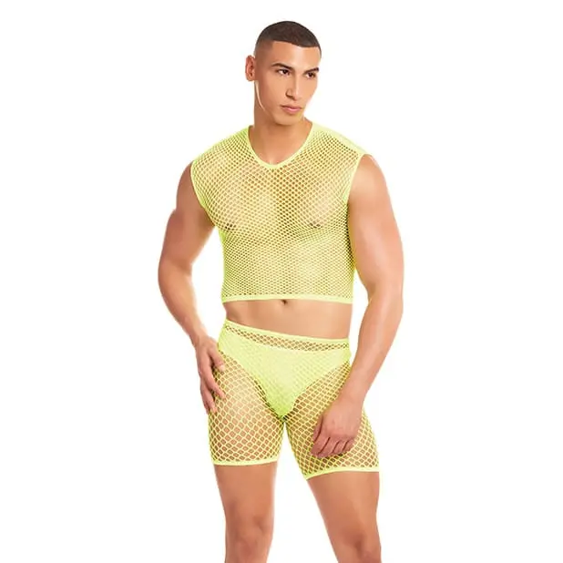 Rene Rofe Rainbow Party Net Bula Set – 3-Piece Mesh Briefs & Thong (Yellow) 1