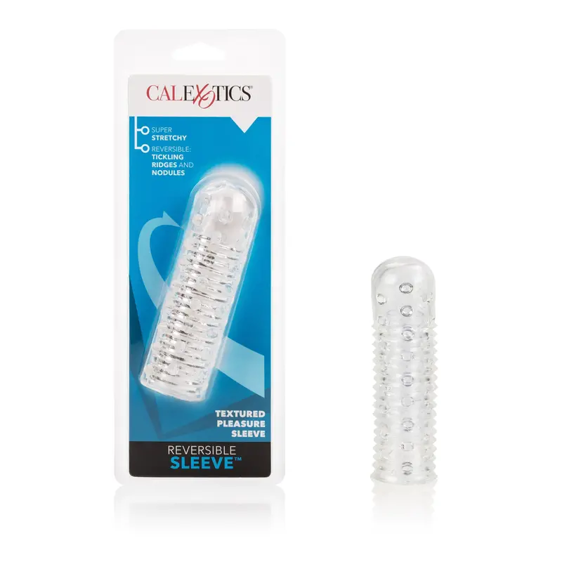 Reversible Textured Cock Sleeve – Clear Silicone With Dual-Surface Texture 1