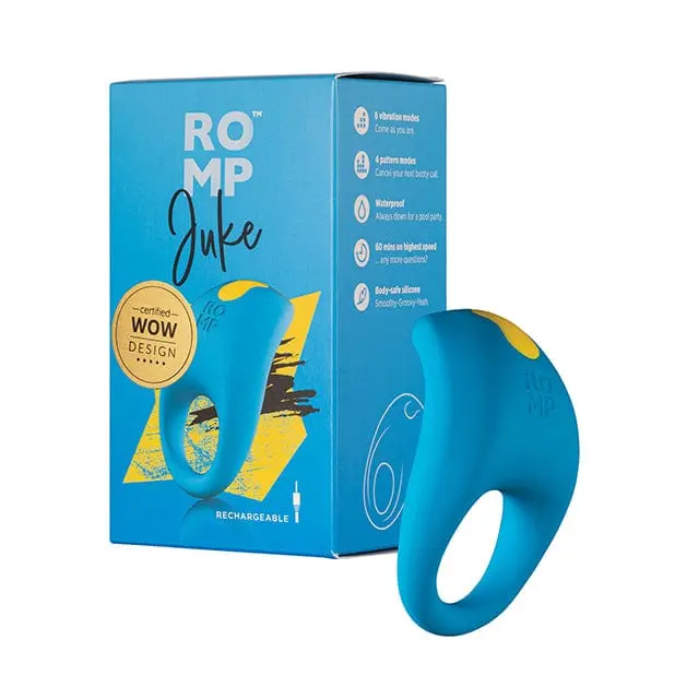Romp Juke: Blue Vibrating Silicone Cock Ring For Enhanced Sensation 1