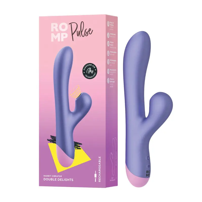 Romp Pulse Air Suction Clitoral Stimulator With Rabbit Vibrator – Purple 1