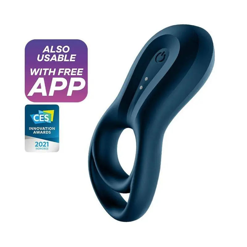Satisfyer Epic Duo Bluetooth-Enabled Silicone Cock Ring – Navy 1