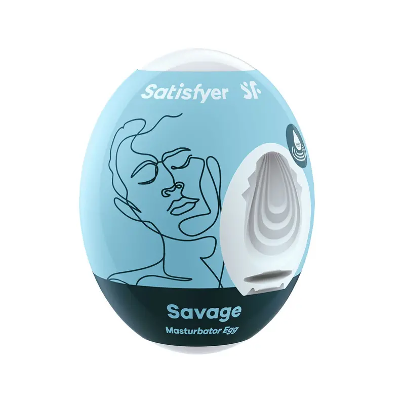 Satisfyer Savage Egg — Firm-Texture Vibrating Masturbator (Blue) 1
