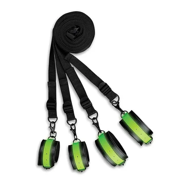 Shots Black Glow-In-The-Dark Restraint Kit – Ouch Bed Bindings Set 1