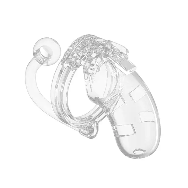 Shots Man Cage Chastity Device – 3.5-Inch Clear Cock Cage With Locking Plug 1