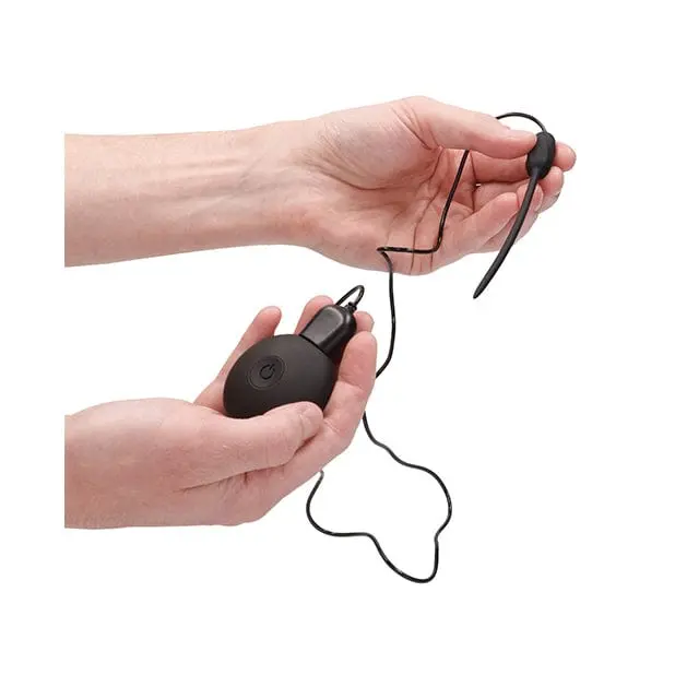 Shots Ouch Rechargeable Urethral Vibrating Sound Plug With Remote – Black Silicone 1