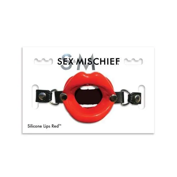 S&M Sex & Mischief Silicone Lips Mouth Gag – Red Soft Bite-Safe Gag 1