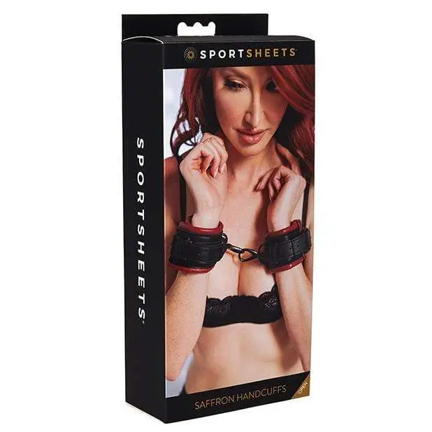 Sportsheets Saffron Soft Handcuffs – Black Faux-Leather Restraints 1