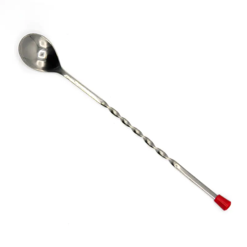 Stainless Steel Cocktail Mixing Spoon With Red Accented Tip 1