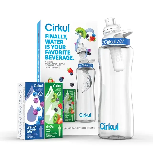 Starter Kit: 32 Oz Stainless Steel Bottle With Lid & Flavor Cartridges 1
