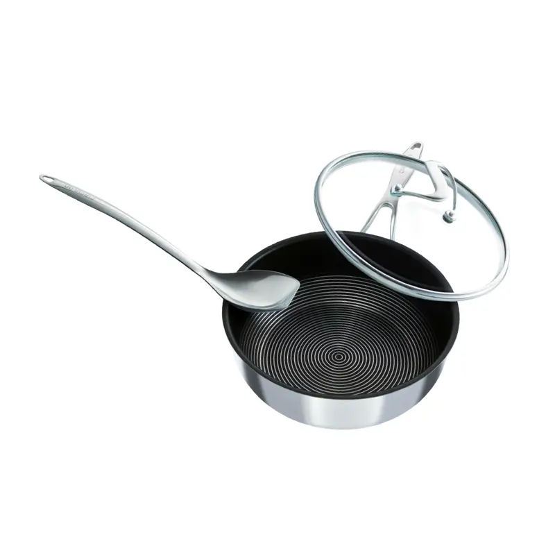 Steelshield™ Polished Stainless Steel Hybrid Chef Sauté Pan With Spoon – 24 Cm 1