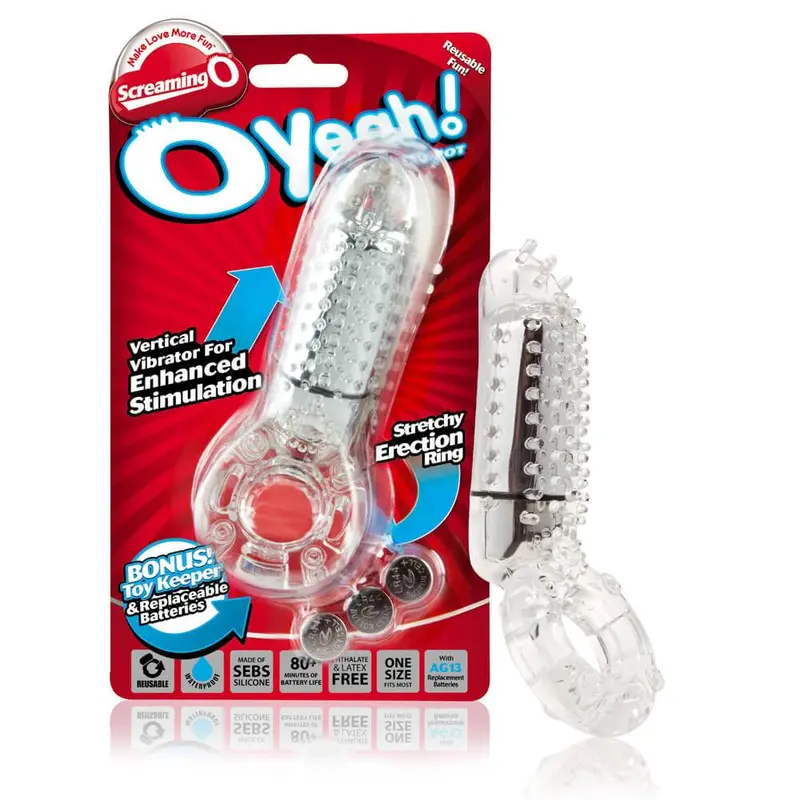 Thescreamingo O Yeah Vertical Vibrating Cock Ring – Clear Design 1