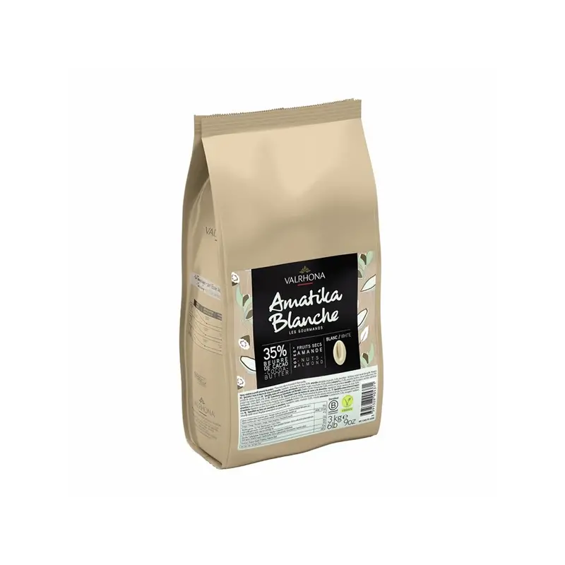 Valrhona Amatika White Chocolate – 35% Cocoa, 3Kg Bulk Pack 1