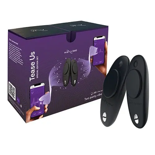 We-Vibe Tease Us Moxie+ Twin Pack – Dual Panty Vibrators For Couples – Midnight Black 1