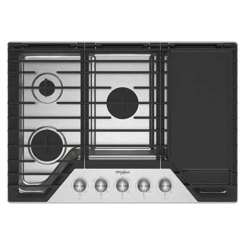 Whirlpool Wcgk7530Ps 30-Inch Built-In Gas Cooktop Featuring Hinged 2-In-1 Grate System 1